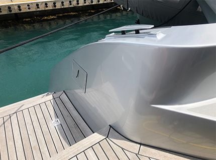 Super Yacht super-scoop wrapped in gloss metallic silver